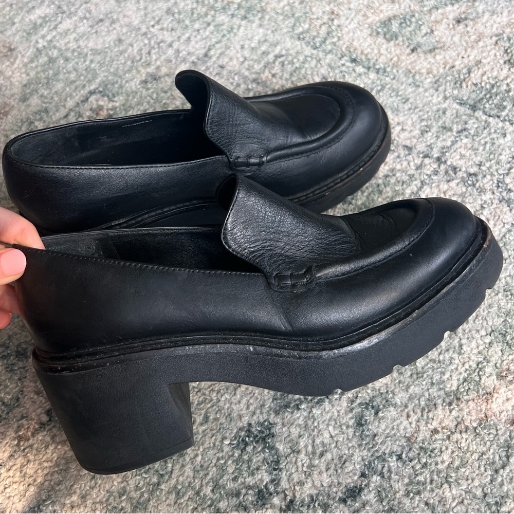 Vince Black Leather Women's Loafers